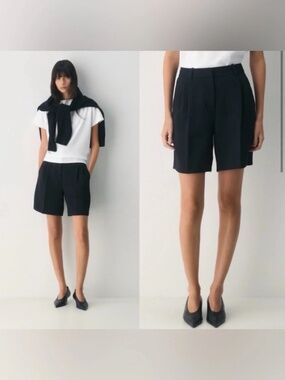 Aritzia Wilfred Effortless Shorts Women's 8 Black High Rise Pleated Dressy